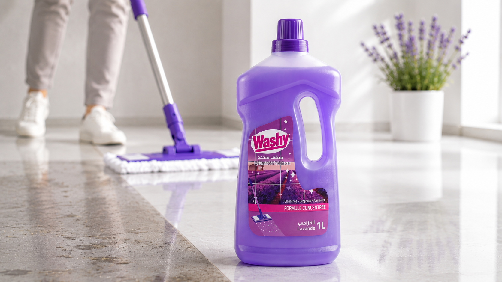 Nettoyant sols et surfaces Washy Lavande, formule concentrée 1 L